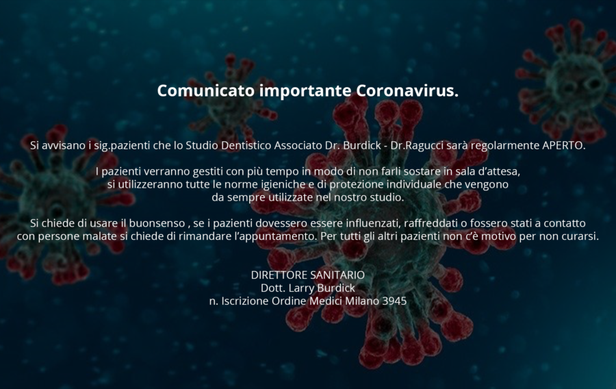 Comunicato importante Coronavirus.